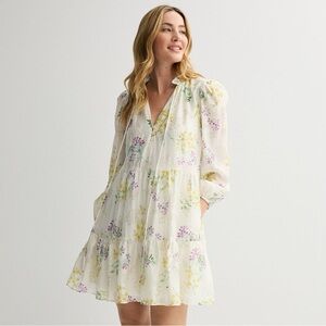 Taylor Women's Taylor Ruffle Hem Smock Floral Mini Dress Size 8